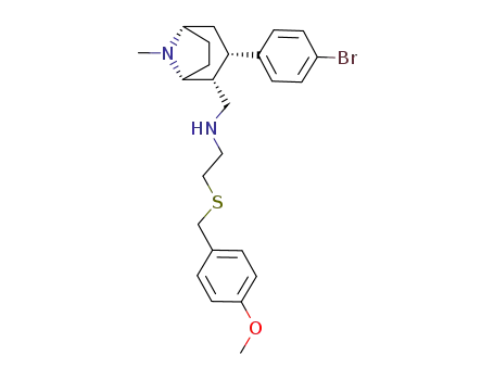 Molecular Structure of 185348-39-4 ([(1R,2R,3S,5S)-3-(4-Bromo-phenyl)-8-methyl-8-aza-bicyclo[3.2.1]oct-2-ylmethyl]-[2-(4-methoxy-benzylsulfanyl)-ethyl]-amine)