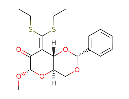 methyl 4,6-O-benzylidene-3-<bis(ethylthio)methylene>-3-deoxy-α-D-erythro-hexopyranosid-2-ulose
