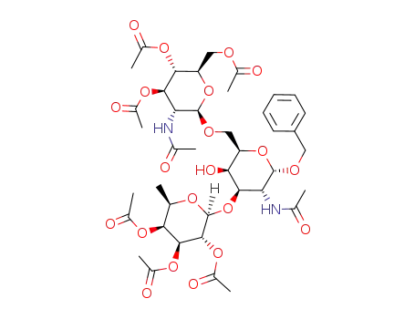 benzyl 2-acetamido-6-O-(2-acetamido-3,4,6-tri-O-acetyl-2-deoxy-β-D-glucopyranosyl)-2-deoxy-3-O-(2,3,4-tri-O-acetyl-β-D-fucopyranosyl)-α-D-galactopyranoside