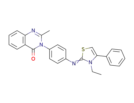 Molecular Structure of 138802-40-1 (4(3H)-Quinazolinone,
3-[4-[(3-ethyl-4-phenyl-2(3H)-thiazolylidene)amino]phenyl]-2-methyl-)