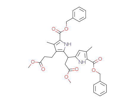 Molecular Structure of 130222-57-0 (dibenzyl 7-(2-methoxycarbonylethyl)-5-methoxycarbonylmethyl-2,8-dimethyldipyrromethane-1,9-dicarboxylate)