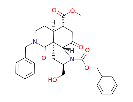 8-benzyl-5-methyl (-)-(4aS,5R,7aR,9R,10aS)-2-benzyl-2,3,4,4a,5,6,7,7a,9,10-decahydro-1,7-dioxco-9-(hydroxymethyl)-pyrrolo<2,3-i>isoquinoline-5,8(1H)-dicarboxylate