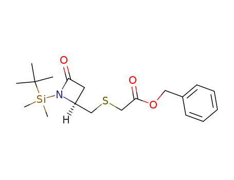 Molecular Structure of 88527-09-7 (Acetic acid,
[[[1-[(1,1-dimethylethyl)dimethylsilyl]-4-oxo-2-azetidinyl]methyl]thio]-,
phenylmethyl ester)