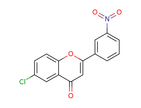 Molecular Structure of 127767-40-2 (4H-1-Benzopyran-4-one, 6-chloro-2-(3-nitrophenyl)-)