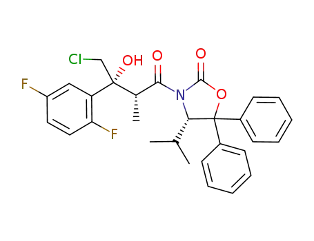 Molecular Structure of 944472-99-5 ((4S)-5,5-diphenyl-4-isopropyl-3-[(2R,3R)-4-chloro-3-(2,5-difluorophenyl)-3-hydroxy-2-methyl-1-oxobutyl]-1,3-oxazolidin-2-one)