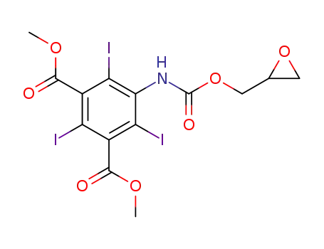 Molecular Structure of 154921-12-7 (dimethyl 2,4,6-triiodo-5-<<(oxiranylmethoxy)carbonyl>amino>-1,3-benzenedicarboxylate)