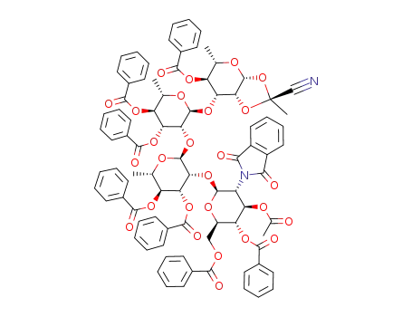 O-(3-O-acetyl-4,6-di-O-benzoyl-2-deoxy-2-phtalimido-β-D-glucopyranosyl)-(1<*>2)-O-(3,4-di-O-benzoyl-α-L-rhamnopyranosyl)-(1<*>2)-O-(3,4-di-O-benzoyl-α-L-rhamnopyranosyl)-(1<*>3)-4-O-benzoyl-1,2-O-<1-(exo-cyano)ethylidene>-β-L-rhamnopyranose