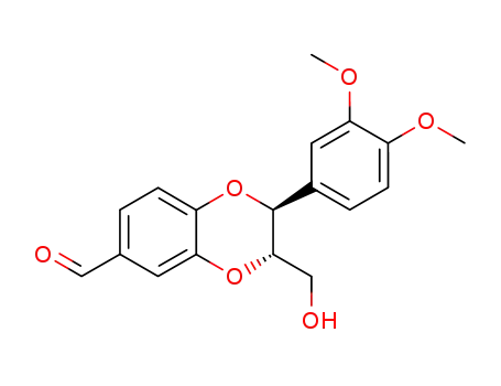 Molecular Structure of 100100-74-1 ((2RS,3RS)-2-(3,4-Dimethoxyphenyl)-3-hydroxymethyl-1,4-benzodioxan-6-carbaldehyd)