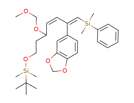 (1Z,3Z)-5-(Methoxymethoxy)-7-<<(1,1-dimethylethyl)dimethylsilyl>oxy>-1-(dimethylphenylsilyl)-2-<3,4-(methylenedioxy)phenyl>-1,3-heptadiene
