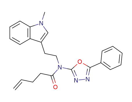 Molecular Structure of 909707-61-5 (N-[2-(1-methyl-1H-indol-3-yl)ethyl]-N-(5-phenyl-1,3,4-oxadiazol-2-yl)pent-4-enamide)