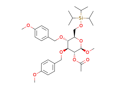 Acetic acid (2R,3R,4S,5R,6R)-2-methoxy-4,5-bis-(4-methoxy-benzyloxy)-6-triisopropylsilanyloxymethyl-tetrahydro-pyran-3-yl ester