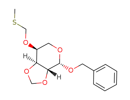 Molecular Structure of 73683-77-9 (benzyl 2,3-O-methylene-4-O-methylthiomethyl-β-L-arabinopyranoside)