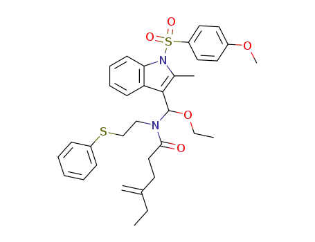 4-Methylene-hexanoic acid {ethoxy-[1-(4-methoxy-benzenesulfonyl)-2-methyl-1H-indol-3-yl]-methyl}-(2-phenylsulfanyl-ethyl)-amide