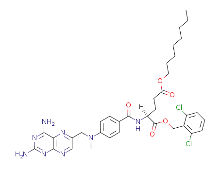 Molecular Structure of 88887-44-9 (L-Glutamic acid,
N-[4-[[(2,4-diamino-6-pteridinyl)methyl]methylamino]benzoyl]-,
1-[(2,6-dichlorophenyl)methyl] 5-octyl ester)