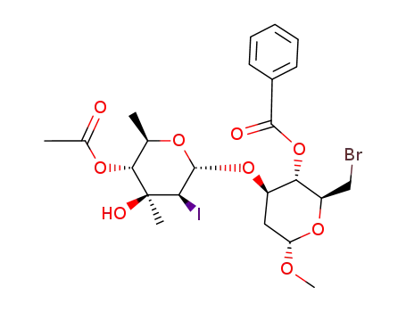 Methyl-3-O-(4-O-acetyl-2,6-didesoxy-2-iod-3-C-methyl-α-D-mannopyranosyl)-4-O-benzoyl-6-brom-2,6-didesoxy-α-D-arabino-hexopyranosid