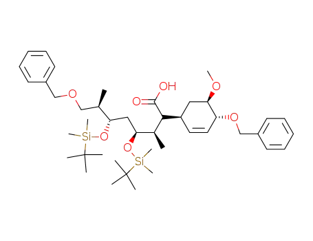 (3R,4S,6S,7R)-8-Benzyloxy-2-((1S,4R,5R)-4-benzyloxy-5-methoxy-cyclohex-2-enyl)-4,6-bis-(tert-butyl-dimethyl-silanyloxy)-3,7-dimethyl-octanoic acid