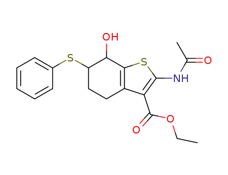 2-Acetylamino-7-hydroxy-6-phenylsulfanyl-4,5,6,7-tetrahydro-benzo[b]thiophene-3-carboxylic acid ethyl ester