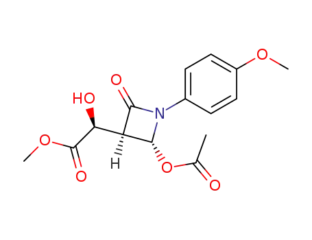 Molecular Structure of 112545-73-0 ((S)-[(2R,3R)-2-Acetoxy-1-(4-methoxy-phenyl)-4-oxo-azetidin-3-yl]-hydroxy-acetic acid methyl ester)