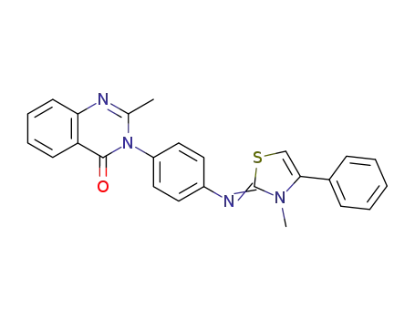 Molecular Structure of 138802-36-5 (4(3H)-Quinazolinone,
2-methyl-3-[4-[(3-methyl-4-phenyl-2(3H)-thiazolylidene)amino]phenyl]-)