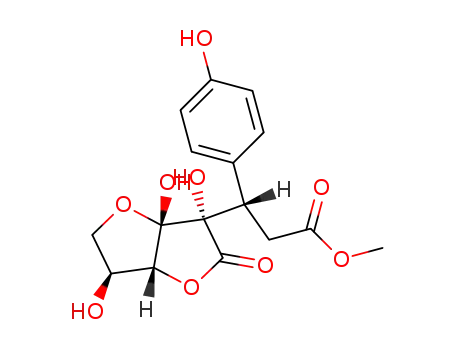 (S)-3-(4-Hydroxy-phenyl)-3-((3S,3aS,6S,6aR)-3,3a,6-trihydroxy-2-oxo-hexahydro-furo[3,2-b]furan-3-yl)-propionic acid methyl ester