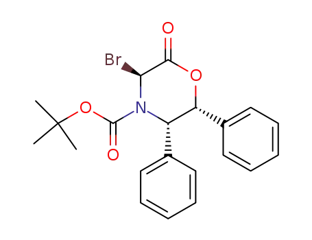 Molecular Structure of 112741-51-2 ((3S,5S,6R)-tert-Butyl 3-bromo-2-oxo-5,6-diphenylmorpholine-4-carboxylate)