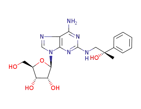 Molecular Structure of 124580-25-2 ((2R,3R,4S,5R)-2-[6-Amino-2-((S)-2-hydroxy-2-phenyl-propylamino)-purin-9-yl]-5-hydroxymethyl-tetrahydro-furan-3,4-diol)