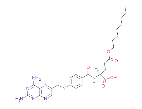 Molecular Structure of 88887-38-1 (L-Glutamic acid,
N-[4-[[(2,4-diamino-6-pteridinyl)methyl]methylamino]benzoyl]-, 5-octyl
ester)