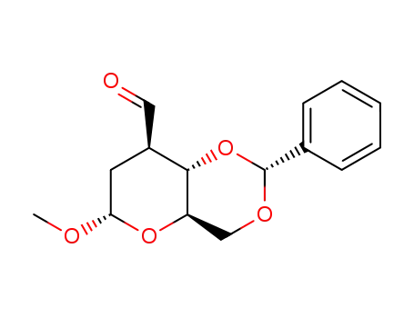 Molecular Structure of 100100-72-9 ((3R)-Methyl-4,6-O-benzyliden-2,3-didesoxy-3-C-formyl-α-D-erythro-hexopyranosid)