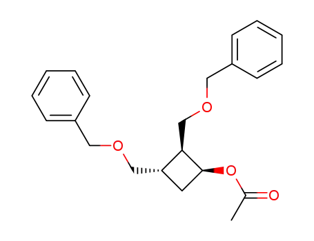 Molecular Structure of 142343-72-4 ((+)-(1S,2S,3S)-2,3-bis<(benzyloxy)methyl>-1-cyclobutyl acetate)