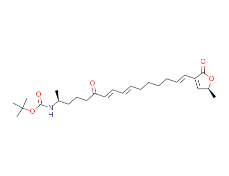 Molecular Structure of 847355-83-3 (Carbamic acid,
[(1S,6E,8E,14E)-15-[(5S)-2,5-dihydro-5-methyl-2-oxo-3-furanyl]-1-meth
yl-5-oxo-6,8,14-pentadecatrienyl]-, 1,1-dimethylethyl ester)