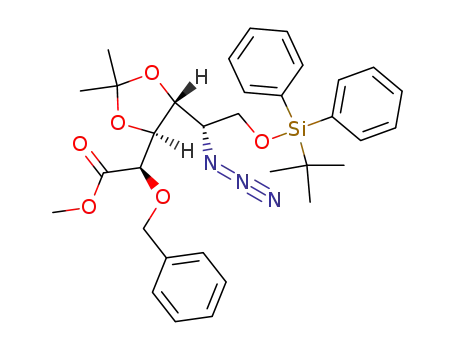(R)-{(4S,5R)-5-[(S)-1-Azido-2-(tert-butyl-diphenyl-silanyloxy)-ethyl]-2,2-dimethyl-[1,3]dioxolan-4-yl}-benzyloxy-acetic acid methyl ester