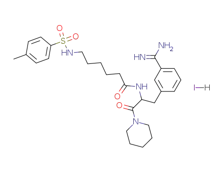 Molecular Structure of 93236-05-6 (N<sub>α</sub>-Tosyl-(ε-aminocapronyl)-3-amidinophenylalaninpiperididhydroiodid)
