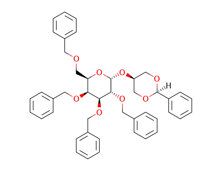 Molecular Structure of 951026-36-1 (cis-1',3'-O-benzylidene-2'-O-(2,3,4,6-tetra-O-benzyl-α-D-galactopyranosyl)glycerol)