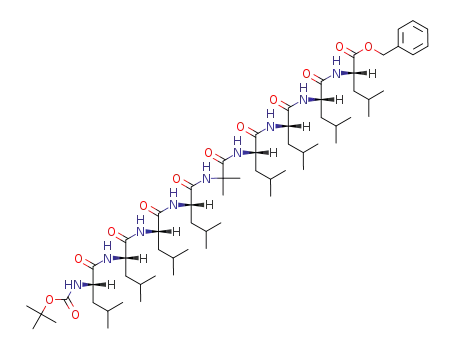 Molecular Structure of 100642-98-6 (tert-butoxycarbonylleucyl-leucyl-leucyl-leucyl-aminoisobutyryl-leucyl-leucyl-leucyl-leucine benzyl ester)