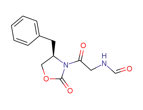Molecular Structure of 184714-60-1 (2-Oxazolidinone, 3-[(formylamino)acetyl]-4-(phenylmethyl)-, (R)-)