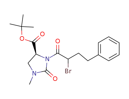 Molecular Structure of 195828-78-5 ((S)-3-(2-Bromo-4-phenyl-butyryl)-1-methyl-2-oxo-imidazolidine-4-carboxylic acid tert-butyl ester)