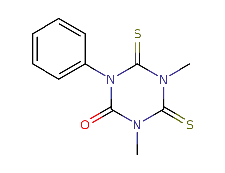 Molecular Structure of 61985-88-4 (1,3,5-Triazin-2(1H)-one, tetrahydro-1,5-dimethyl-3-phenyl-4,6-dithioxo-)