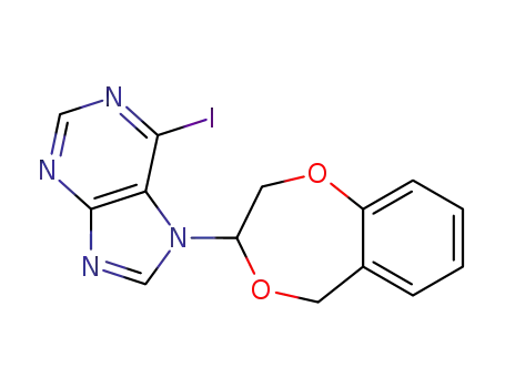 Molecular Structure of 918304-42-4 (7H-Purine, 7-(2,3-dihydro-5H-1,4-benzodioxepin-3-yl)-6-iodo-)