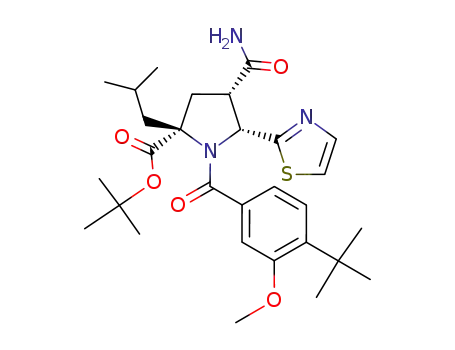 (2S,4S,5R)-4-(aminocarbonyl)-1-(3-methoxy-4-tert-butylbenzoyl)-2-isobutyl-5-(1,3-thiazol-2-yl)-pyrrolidine-2-carboxylic acid tert-butyl ester