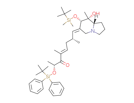 (8R,8aS)-7-<<(Dimethylethyl)dimethylsilyl>oxy>-8-hydroxy-8-methyl-6-<(Z)-2(R),5-dimethyl-7-<<(dimethylethyl)diphenylsilyl>oxy>-6-oxo-4-octen-1-ylidene>octahydroindolizine