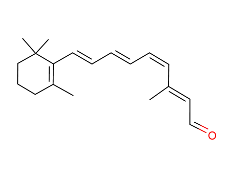 Molecular Structure of 52152-31-5 (2,4,6,8-Nonatetraenal, 3-methyl-9-(2,6,6-trimethyl-1-cyclohexen-1-yl)-,
(2E,4Z,6E,8E)-)