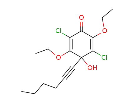 Molecular Structure of 108213-31-6 (2,5-dichloro-3,6-diethoxy-4-hexynyl-4-hydroxy-2,5-cyclohexadienone)
