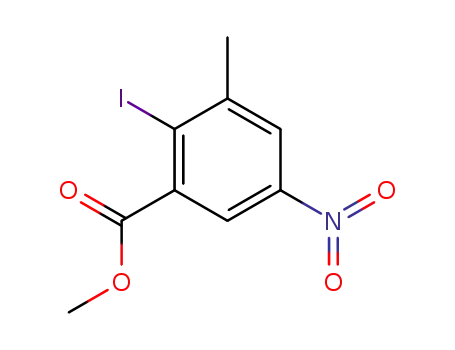 Molecular Structure of 908597-08-0 (methyl 2-iodo-3-methyl-5-nitrobenzoate)