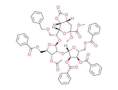 methyl <methyl 7-O-<3-O-acetyl-5-O-benzoyl-2-O-(2,3,5-tri-O-benzoyl-β-D-ribofuranosyl)-β-D-ribofuranosyl>-8-O-benzyl-4,5-O-carbonyl-3-deoxy-β-D-manno-2-octulopyranosid>onate