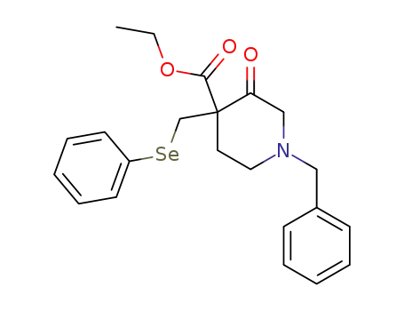 Molecular Structure of 127956-00-7 (ethyl 1-benzyl-3-oxo-4-phenylselenomethyl-4-piperidinecarboxylate)