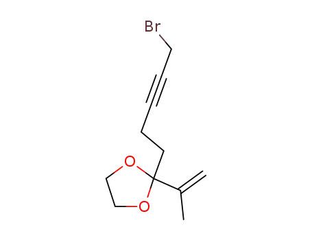 Molecular Structure of 82064-58-2 (1,3-Dioxolane, 2-(5-bromo-3-pentynyl)-2-(1-methylethenyl)-)