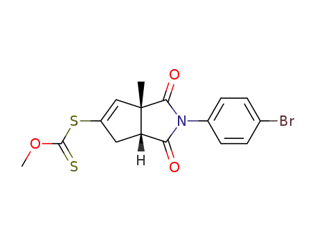 Molecular Structure of 134939-25-6 (Dithiocarbonic acid S-[(3aR,6aR)-2-(4-bromo-phenyl)-6a-methyl-1,3-dioxo-1,2,3,3a,4,6a-hexahydro-cyclopenta[c]pyrrol-5-yl] ester O-methyl ester)