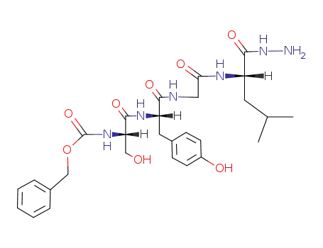 Molecular Structure of 97985-93-8 (L-Leucine,
N-[N-[N-[N-[(phenylmethoxy)carbonyl]-L-seryl]-L-tyrosyl]glycyl]-,
hydrazide)