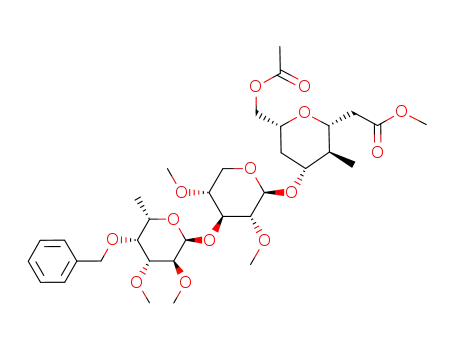 {(2R,3R,4R,6R)-6-Acetoxymethyl-4-[(2S,3R,4S,5R)-4-((2S,3S,4R,5R,6S)-5-benzyloxy-3,4-dimethoxy-6-methyl-tetrahydro-pyran-2-yloxy)-3,5-dimethoxy-tetrahydro-pyran-2-yloxy]-3-methyl-tetrahydro-pyran-2-yl}-acetic acid methyl ester