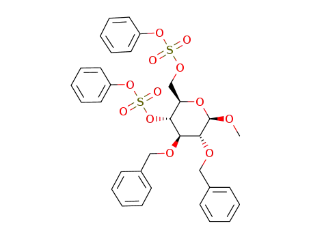 Molecular Structure of 124040-33-1 (methyl 2,3-di-O-benzyl-β-D-glucopyranoside 4,6-di-(phenylsulfate))